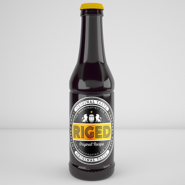 PSD grátis realista garrafa de cerveja mockup