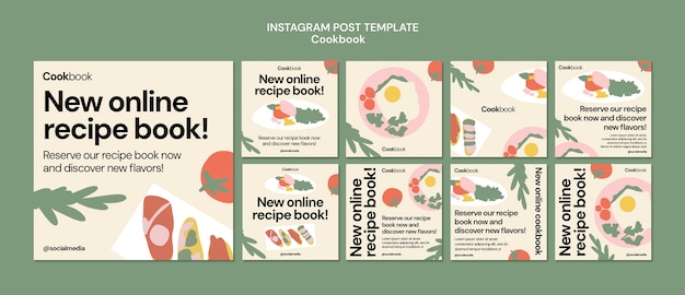 PSD grátis receitas de livros de culinária postagens no instagram