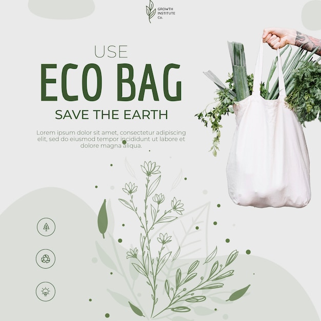 Reciclagem de saco ecológico para ambiente e compras