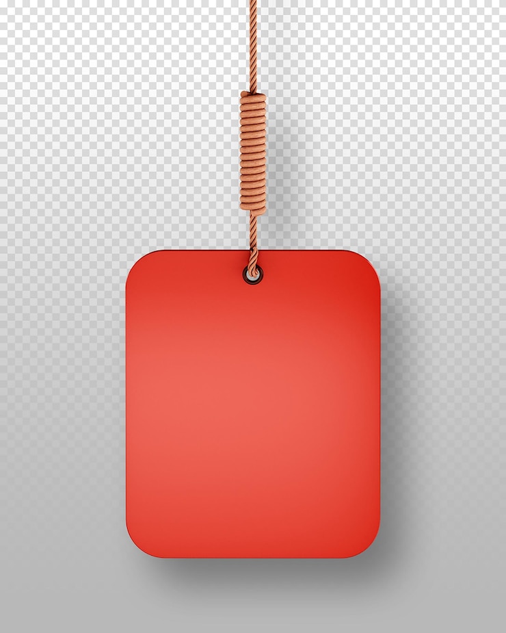 PSD grátis red square hanging tag with rounded corners