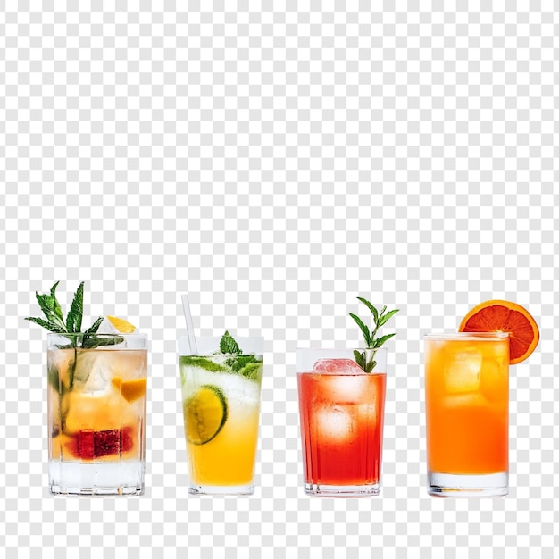 Refrescantes coquetéis de verão Uma coleção de quatro bebidas requintadas