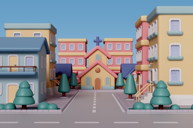Renderização 3D da ilustração da cidade.