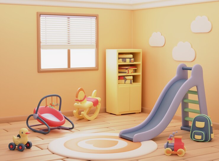 PSD grátis renderização 3d da ilustração do jardim de infância