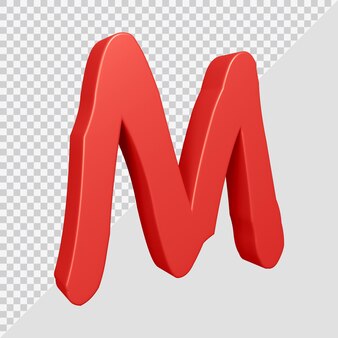 Renderização 3d da letra m do alfabeto