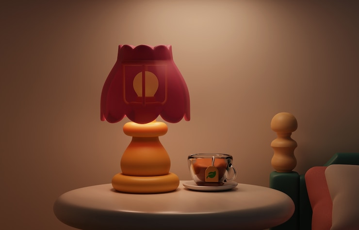 PSD grátis renderização 3d da mesa de noite com fundo de natureza morta