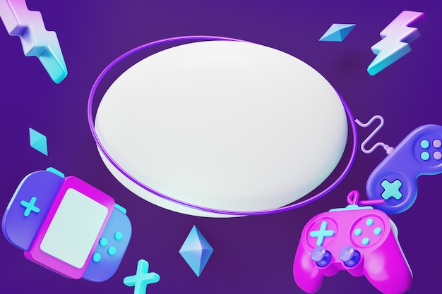 Renderização 3D de banner de fundo em branco de vendas de jogos
