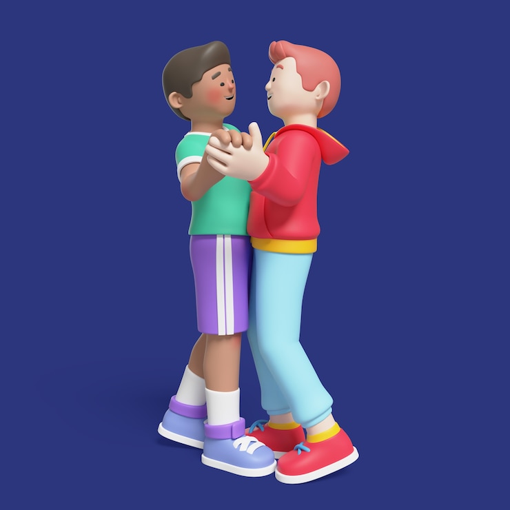 PSD grátis renderização 3d de casal gay