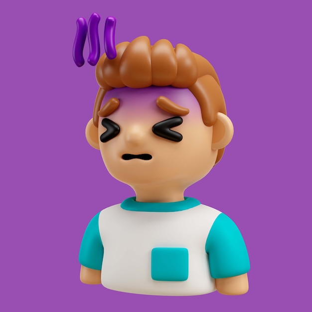 Renderização 3d de emoji de avatar de menino