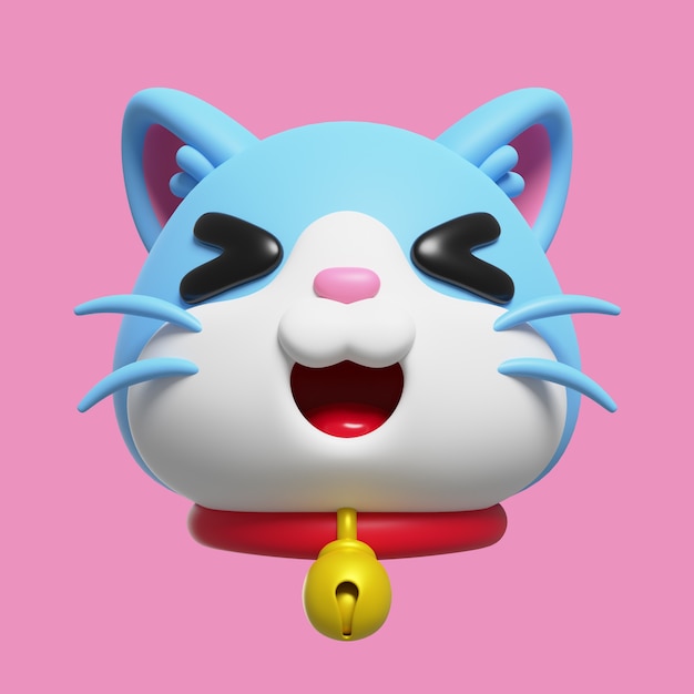 Renderização 3d de emoji de gato