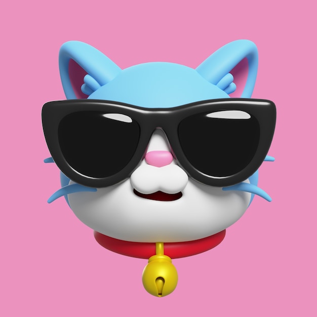 Renderização 3d de emoji de gato