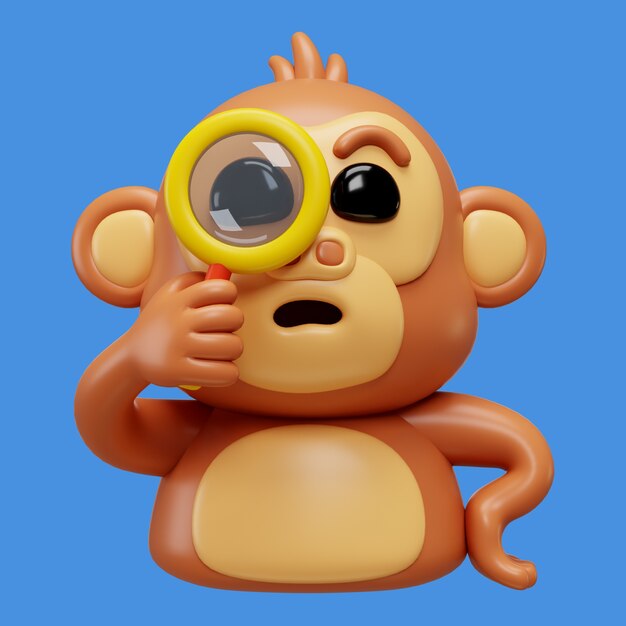 Renderização 3D de emoji de macaco