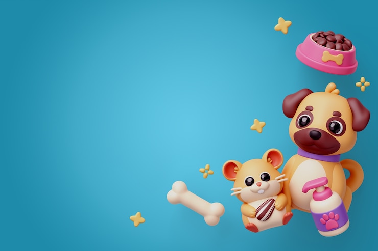 PSD grátis renderização 3d de fundo de animais de estimação