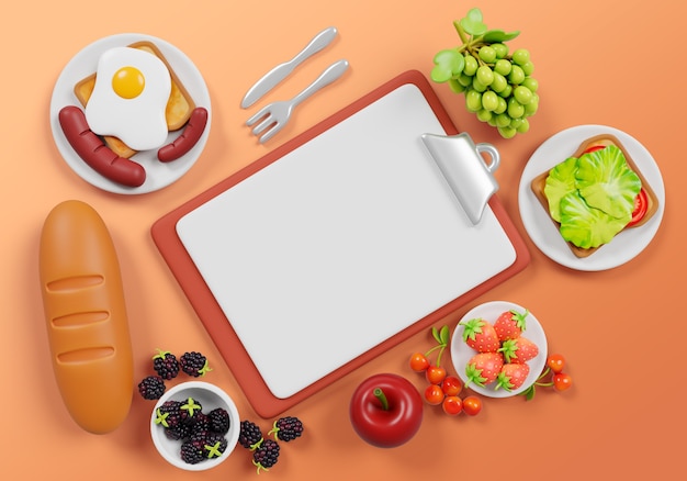 PSD grátis renderização 3d de fundo de banner em branco de vendas de pequeno-almoço