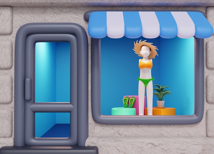 PSD grátis renderização 3d de fundo de vendas de vitrines