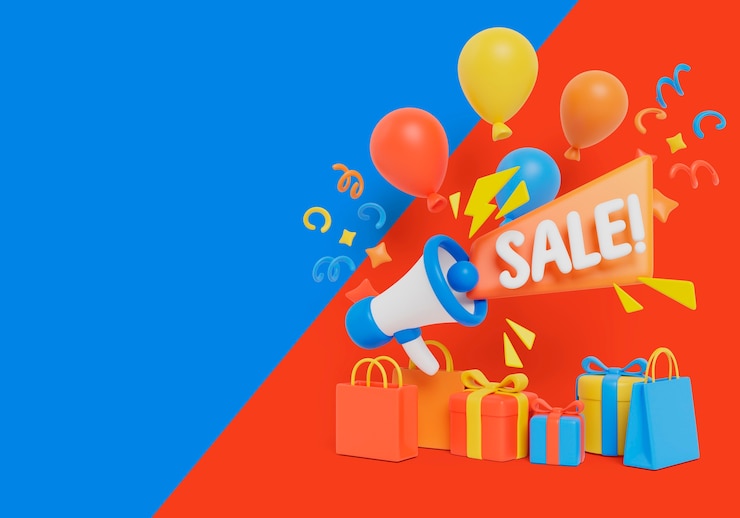 PSD grátis renderização 3d de fundo de vendas e marketing