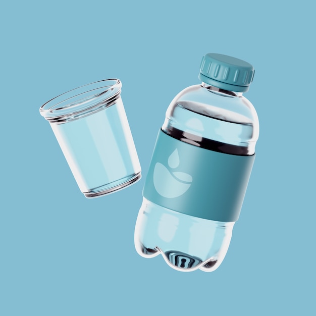 PSD grátis renderização 3d de garrafa de água