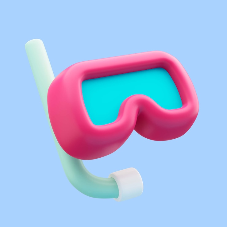 PSD grátis renderização 3d de ícone de viagem de googles de natação