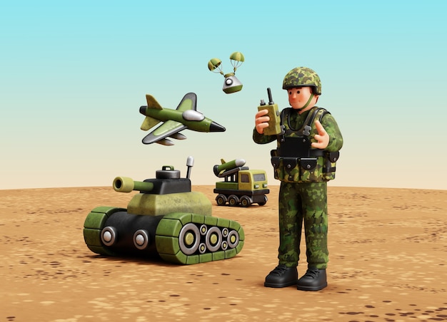 Renderização 3D de ilustração militar