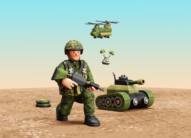 Renderização 3D de ilustração militar
