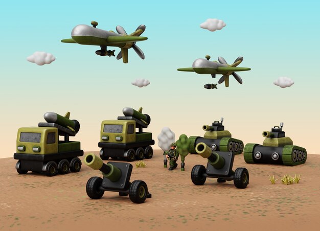 Renderização 3D de ilustração militar