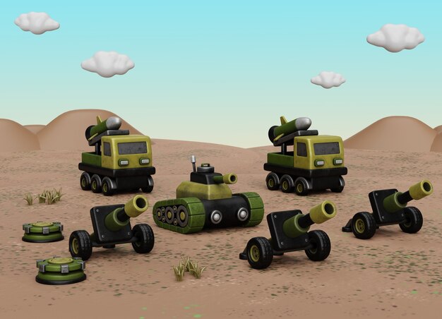 Renderização 3D de ilustração militar