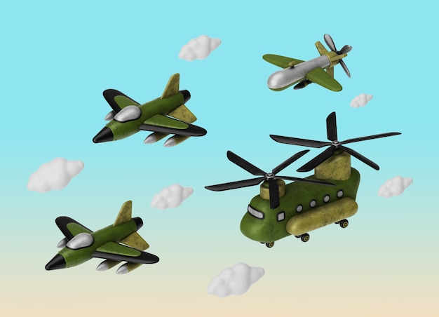 Renderização 3D de ilustração militar