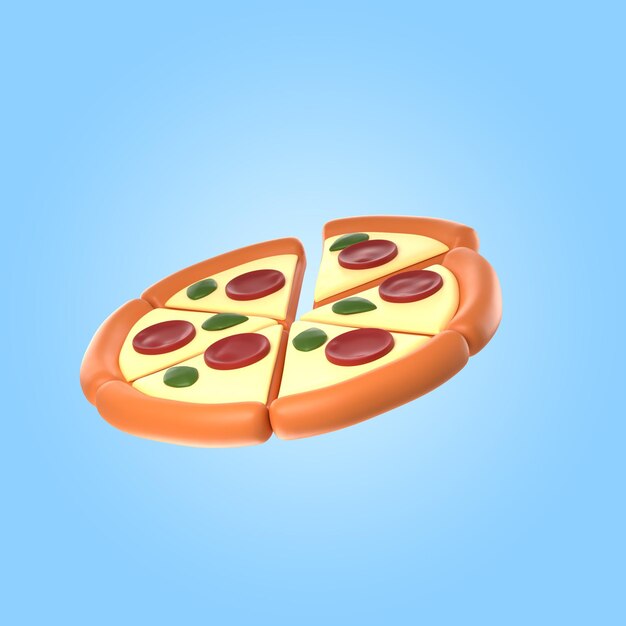 Renderização 3D de pizza deliciosa