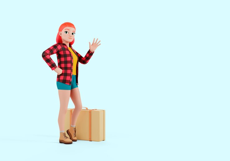 PSD grátis renderização 3d de turista de viagem