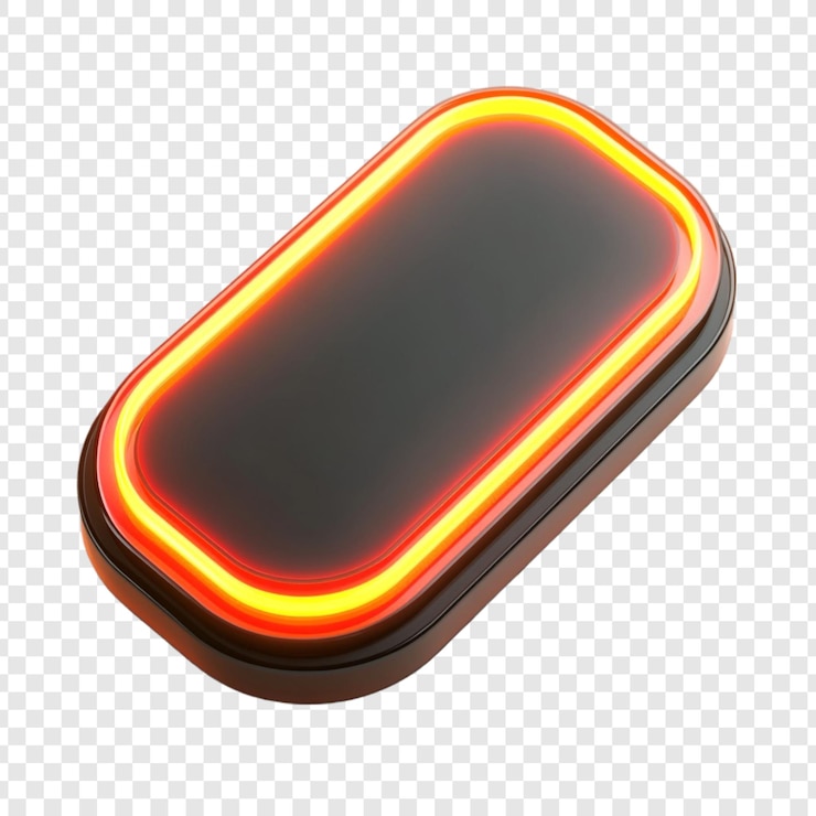 PSD grátis renderização 3d de um botão preto iluminado por neon