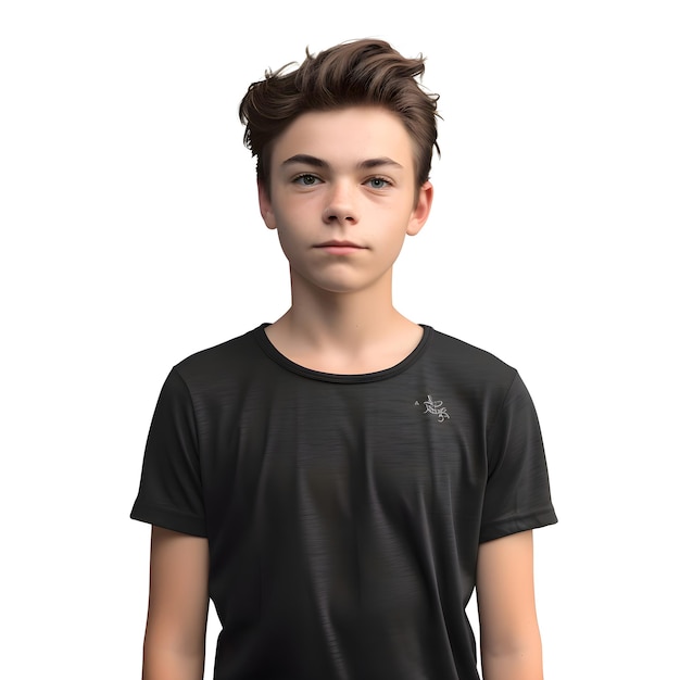 PSD grátis renderização 3d de um menino adolescente isolado em fundo branco com caminho de recorte