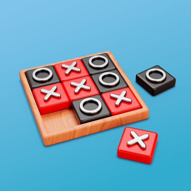 Renderização 3D de uma prancha de tic-tac-toe