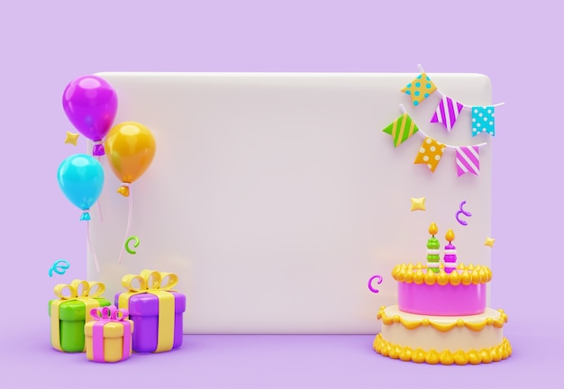 renderização 3D do banner de aniversário