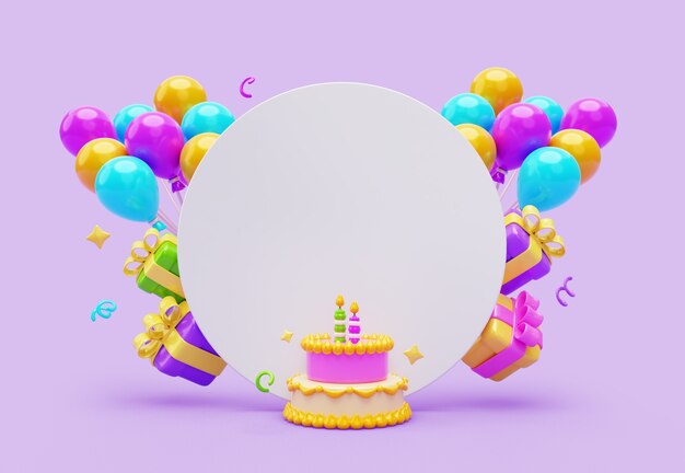 renderização 3D do banner de aniversário