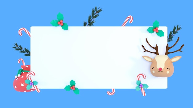 Renderização 3d do banner de natal em branco