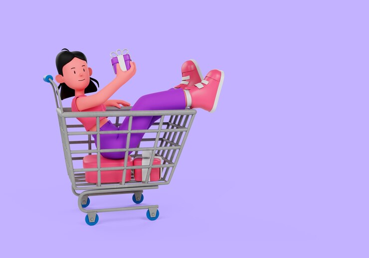 PSD grátis renderização 3d do conceito de compras