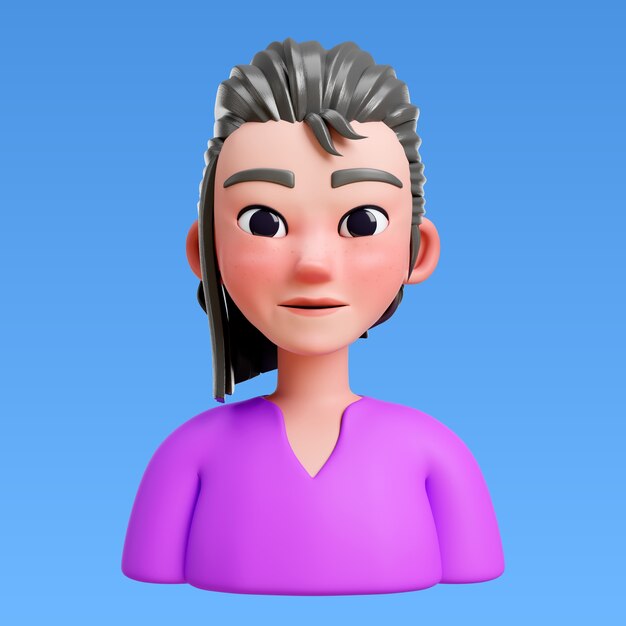 Renderização 3D do estilo de cabelo para o design do avatar