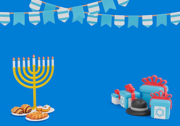 PSD grátis renderização 3d do fundo de hanukkah