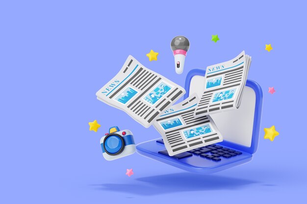 Renderização 3D do fundo de vendas de notícias
