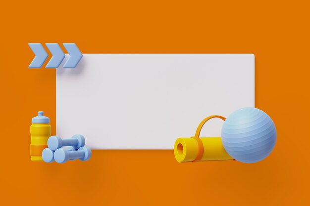 Renderização 3D do fundo do banner em branco de vendas esportivas