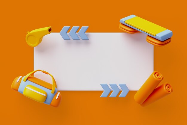 Renderização 3D do fundo do banner em branco de vendas esportivas
