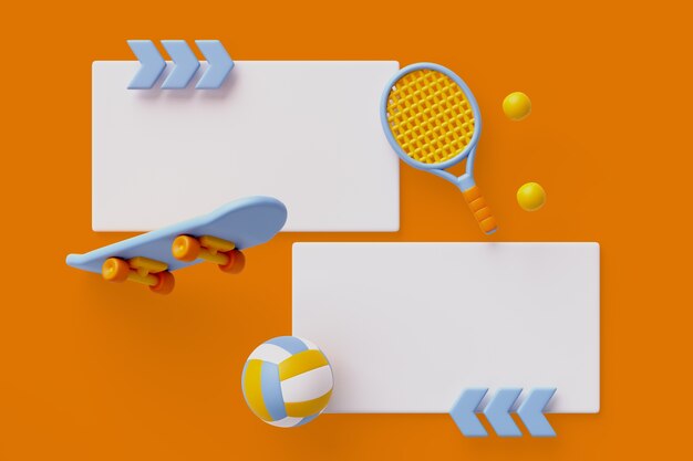 Renderização 3D do fundo do banner em branco de vendas esportivas