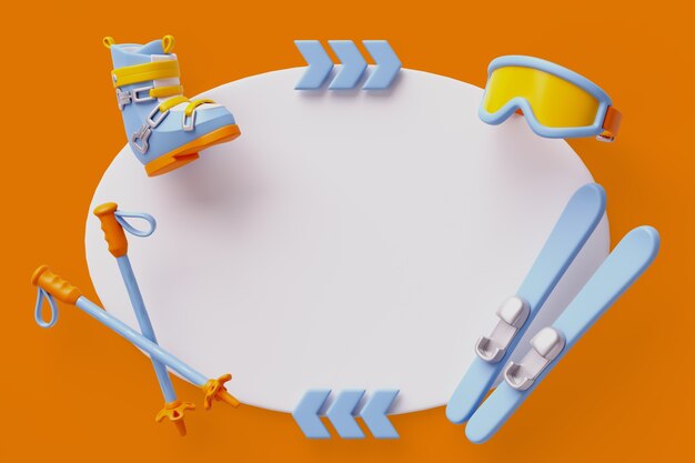 Renderização 3D do fundo do banner em branco de vendas esportivas