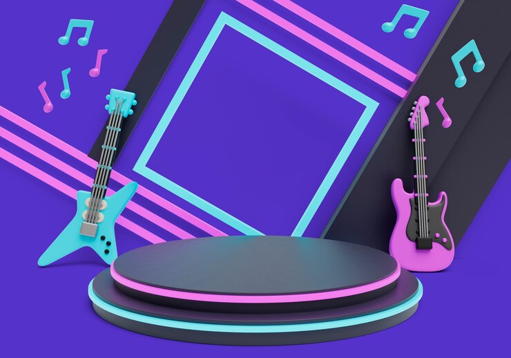 PSD grátis renderização 3d do fundo do pódio musical
