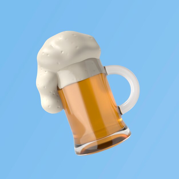 Renderização 3D do ícone da caneca de cerveja do Oktoberfest
