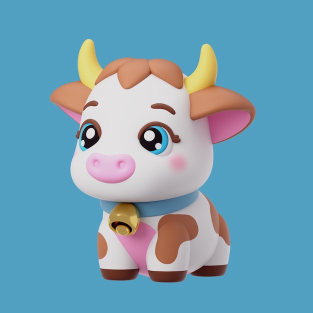 Renderização 3D do ícone de animal kawaii