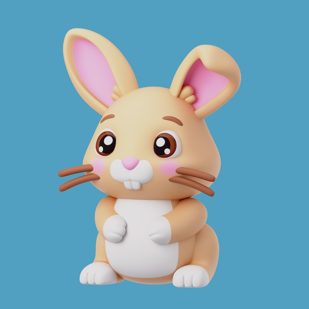 Renderização 3D do ícone de animal kawaii