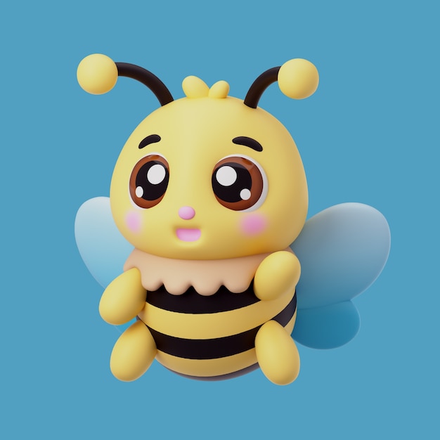 Renderização 3D do ícone de animal kawaii