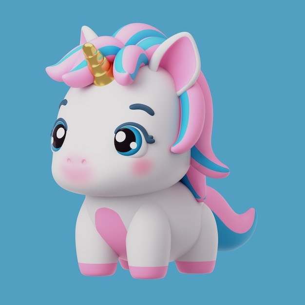 Renderização 3D do ícone de animal kawaii