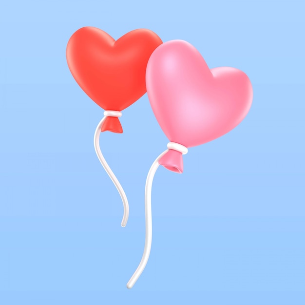 renderização 3D do ícone de balões de dia dos namorados