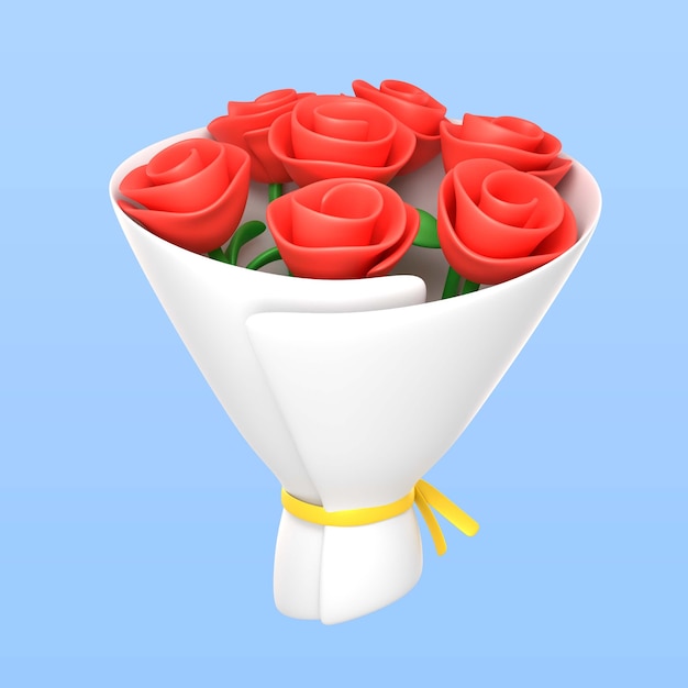 PSD grátis renderização 3d do ícone de buquê de dia dos namorados